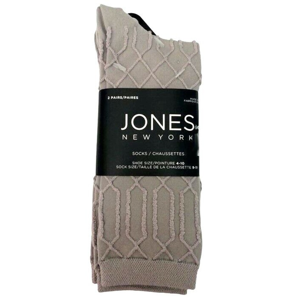 Jones New York Ladies Dress Socks Gray Patterned 2 Pair Rayon Bamboo Size 9-11